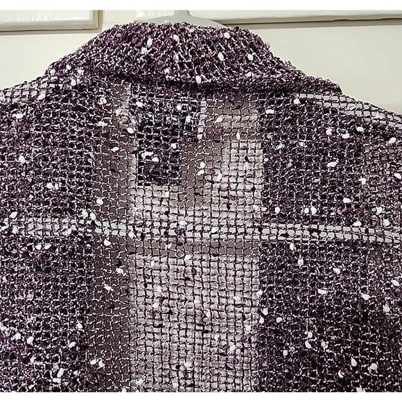 KEREN HART Tan-Open-weave, textured look w/Asymmetrical lower edge Cardigan-XL - Picture 7 of 14